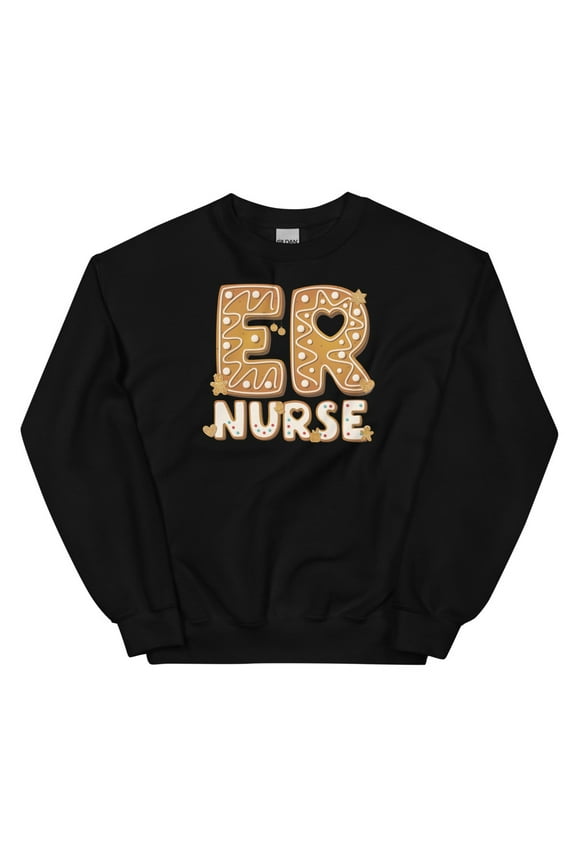 ER Nurse Sweater, Emergency Dept RN Sweatshirt, Nurse Sweater (Black, S)