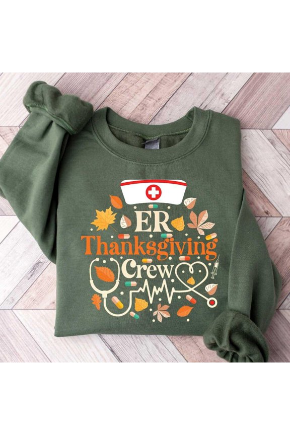 ER Nurse Thanksgiving TShirt Fall Emergency Department Shirt Emergency Room Tech Gift Than