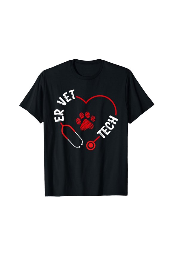 ER Vet Tech Appreciation Stethoscope Veterinary Technician T-Shirt