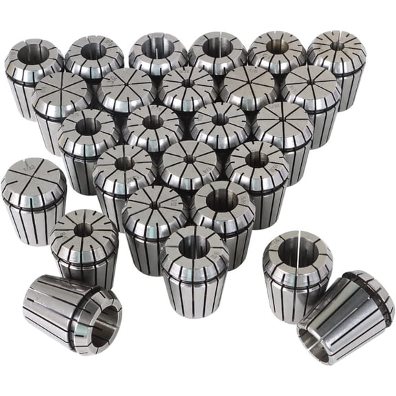 ER32 Collet Set 26Pcs ER32 Collet Chuck Spring Collet Set CNC Engraving Milling Lathe Chuck Tool 1/32-13/16 Inch Fit for CNC Engraving Machine and Milling Lathe Tool