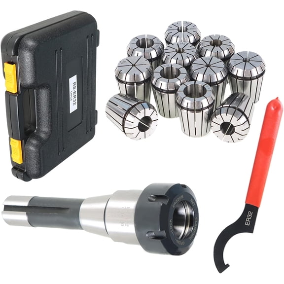 ER32 R8 Collet Chuck Holder Set with 11Pcs ER32 1/8-3/4 Collet Set and Wrench Fit for CNC Engraving Machine and Milling Lathe Tool