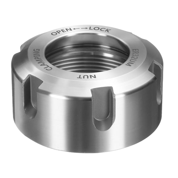 ER32-UM(M40) Type Collet Clamping Nut with Dynamic Balance Holes 40Cr Alloy Steel for CNC Machine Chuck Lathe Milling Tools Holder, Bright Silver