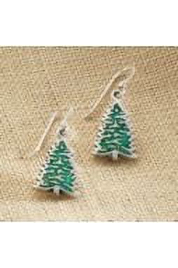 ER382G Green Opal Pine Tree Earrings