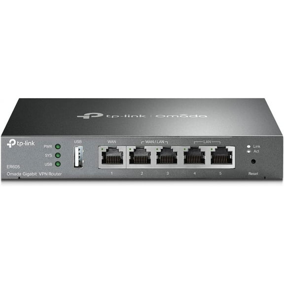 ER605 V2 Wired Gigabit VPN Router, Up to 3 WAN Ethernet Ports + 1 USB WAN, SPI Firewall SMB Router, Omada SDN Integrated, Load Balance, Lightning Protection