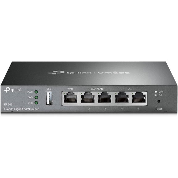 ER605 V2 Wired Gigabit VPN Router, Up to 3 WAN Ethernet Ports + 1 USB WAN, SPI Firewall SMB Omada SDN Integrated, Load Balance, Lightning Protection