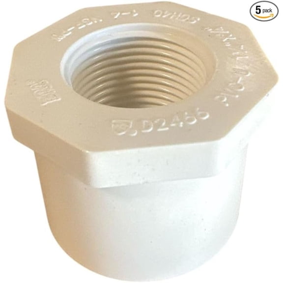 ERA PVC Female Threaded Reducing Ring 1-1/4" x 3/4"  Schedule 40, Durable Pipe Fitting for Plumbing & Irrigation (5-Pack)