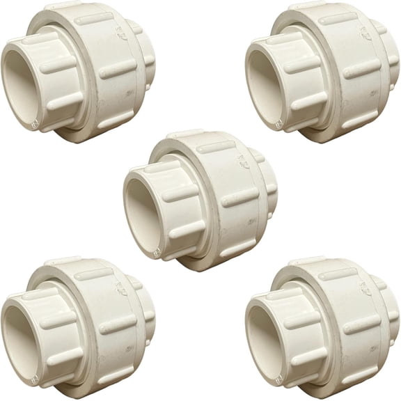 ERA PVC Union 2" Schedule 40 Socket Fittings (5 Pack) | Strong Plumbing Connectors for Irrigation Manifolds, Pools, Hydroponics & Water Treatment Systems