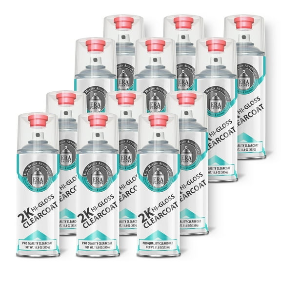ERA Paints 2K Clear Coat High Gloss Finish 11.8 oz Spray Paint, 12 Pieces