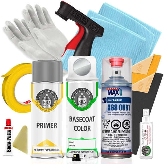 ERA Paints 354 - Titanium Silver Metallic for BMW Exact Match Spray Paint Spray - Pro Kit W/ 2K SprayMax Clearcoat