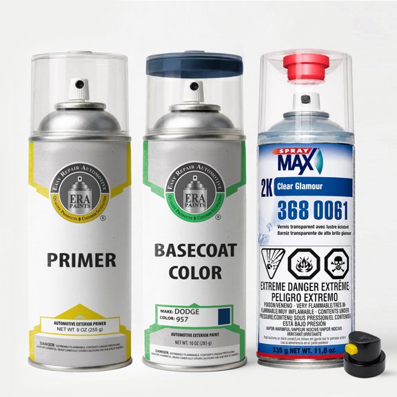 ERA Paints 957 - Vanda Blue for Dodge Exact Match Automotive Spray Paint - Premium Kit w/ 2K SprayMax Clearcoat