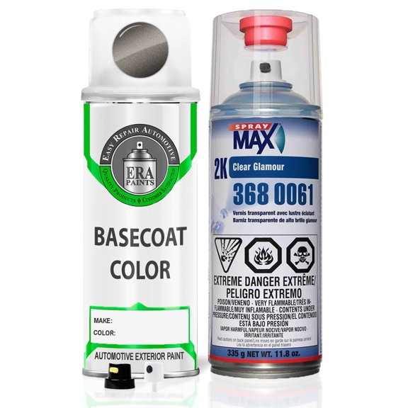 ERA Paints 963/9963 - Indium Gray Metallic for MERCEDES Exact Match Spray Paint Spray - Essential Kit w/ 2K SprayMax Clearcoat
