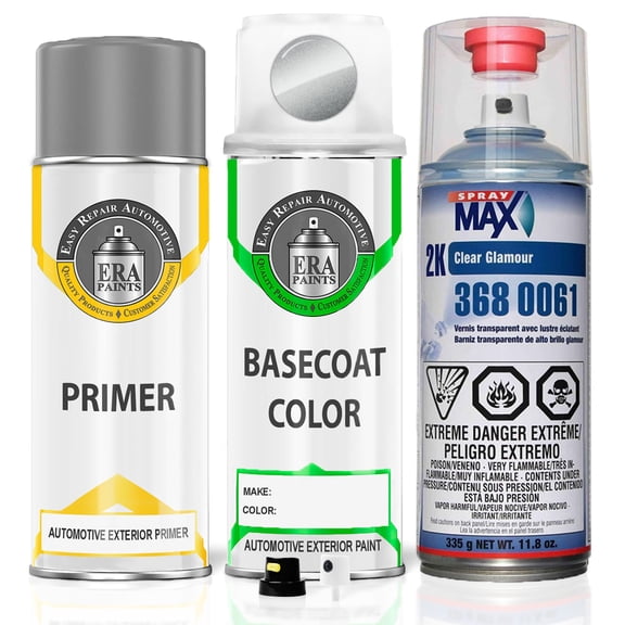 ERA Paints B12 - Crystal Silver Metallic for MINI Exact Match Spray Paint Spray - Premium Kit w/ 2K SprayMax Clearcoat