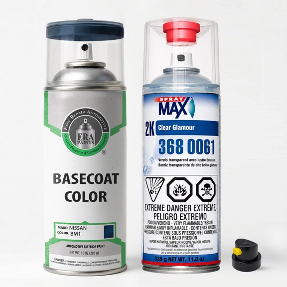 ERA Paints BM1 - Dark Blue Pearl for Nissan Exact Match Automotive Spray Paint - Essential Kit w/ 2K SprayMax Clearcoat