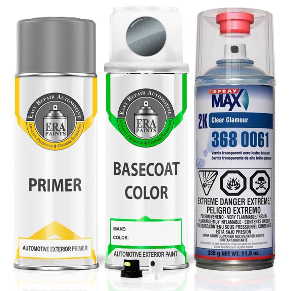 ERA Paints LD7X - Platinum Gray Metallic for VOLKSWAGEN Exact Match Spray Paint Spray - Premium Kit w/ 2K SprayMax Clearcoat
