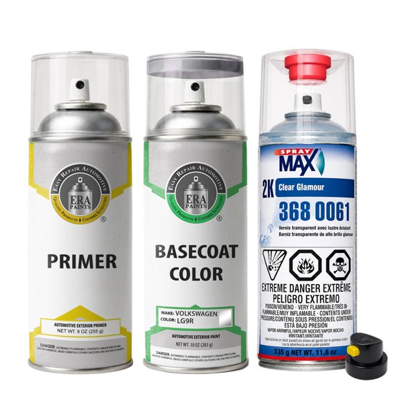 ERA Paints LG9R - Silver Arrow Metallic for Volkswagen Exact Match Automotive Spray Paint - Premium Kit w/ 2K SprayMax Clearcoat