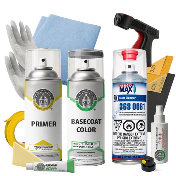 ERA Paints PDM/CDM - Mineral Gray Metallic for Chrysler Exact Match Automotive Spray Paint - Pro Kit w/ 2K SprayMax Clearcoat