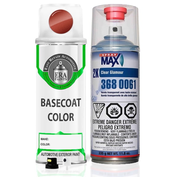 ERA Paints PE5/WE5 - Salsa Red Pearl for PLYMOUTH Exact Match Spray Paint Spray - Essential Kit W/ 2K SprayMax Clearcoat