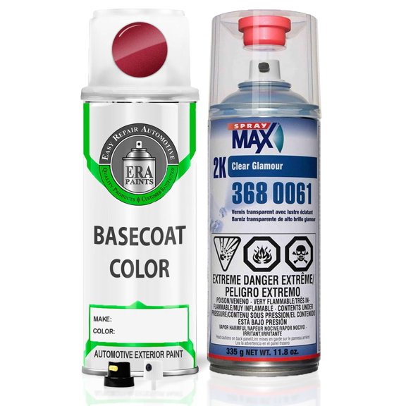 ERA Paints PRF/LRF - Radiant Red Metallic for PLYMOUTH Exact Match Spray Paint Spray - Essential Kit w/ 2K SprayMax Clearcoat
