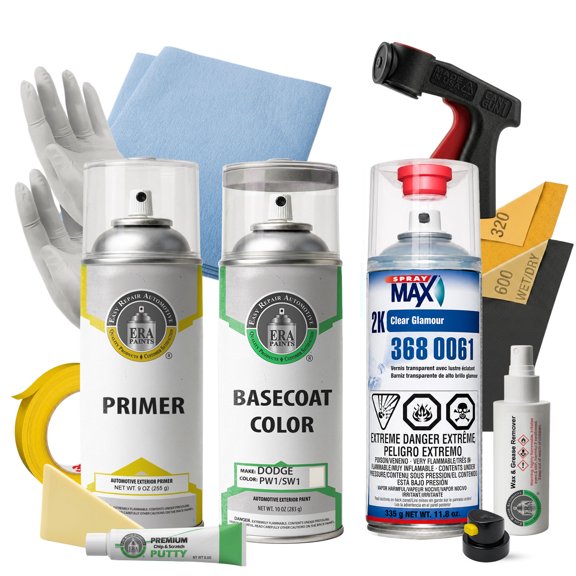 ERA Paints PW1/SW1 - Stone White for Dodge Exact Match Automotive Spray Paint - Pro Kit w/ 2K SprayMax Clearcoat