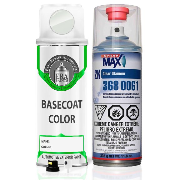 ERA Paints PW7/GW7/W12 - Bright White for PLYMOUTH Exact Match Spray Paint Spray - Essential Kit w/ 2K SprayMax Clearcoat