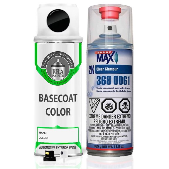 ERA Paints PX9/TX9 - Black for JEEP Exact Match Spray Paint Spray - Essential Kit W/ 2K SprayMax Clearcoat