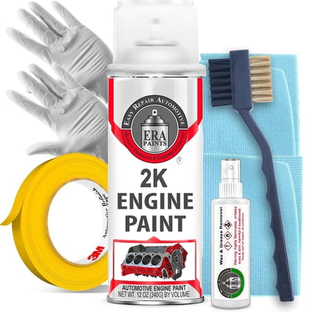 ERA Paints Red Engine Paint Kit With Omni-Curing Catalyst - 2K Aerosol High Gloss Chemical Resistant and Extremely Durable Against Color Fade and Brake Fluid