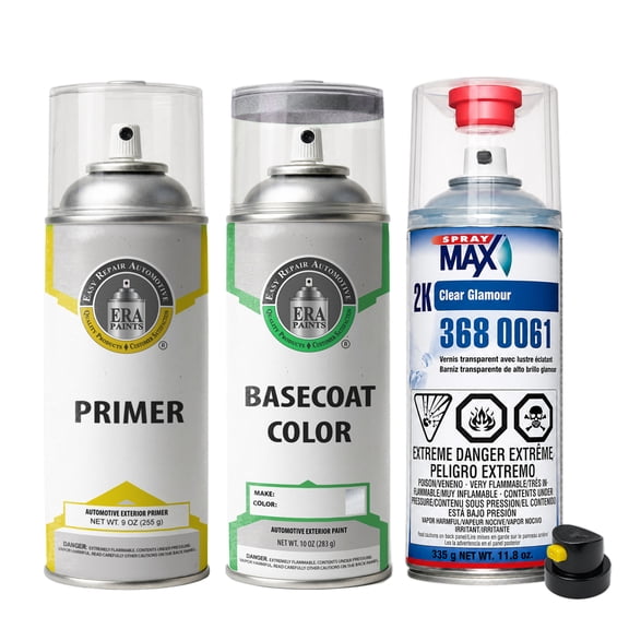 ERA Paints W30A848 - Black satin for GMC Exact Match Automotive Spray Paint - Premium Kit w/ 2K SprayMax Clearcoat