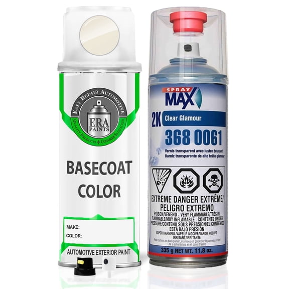 ERA Paints WA8554 - White for CADILLAC Exact Match Spray Paint Spray - Essential Kit W/ 2K SprayMax Clearcoat