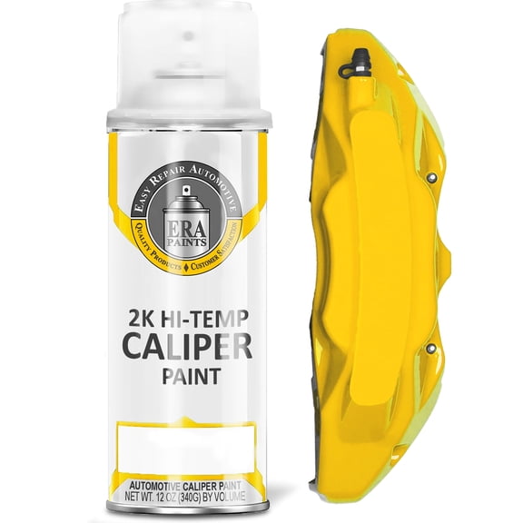 ERA Paints Yellow Brake Caliper Paint with Omni-Curing Catalyst - 2K Aerosol High Gloss Chemical Resistant and Extremely Durable Against Color Fade and Brake Fluid