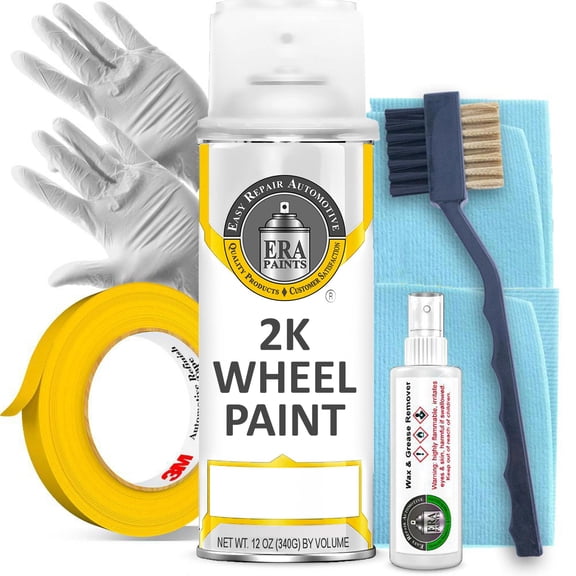 ERA Paints Yellow Wheel Paint Kit With Omni-Curing Catalyst - 2K Aerosol High Gloss Chemical Resistant and Extremely Durable Against Color Fade and Brake Fluid