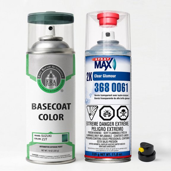 ERA Paints Z2T - Grove Green Metallic for Suzuki Exact Match Automotive Spray Paint - Essential Kit w/ 2K SprayMax Clearcoat