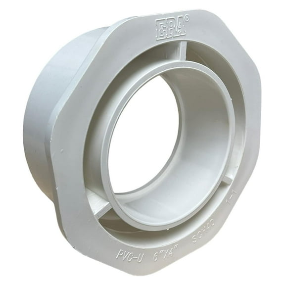 ERA Schedule 40 PVC, (6" X 4") Reducer Bushing, socket connection, NSF Compliant White