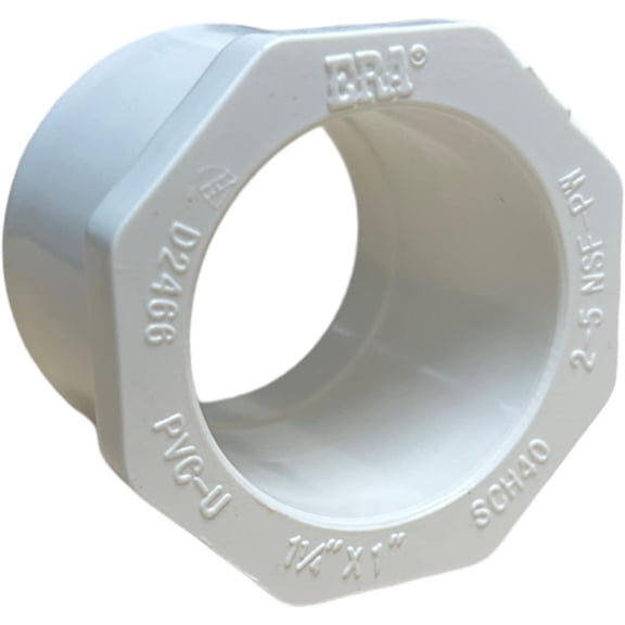 ERA Schedule 40 PVC Reducer Bushing, 1-1/4" x 1" Socket Connection, NSF Compliant Pipe Fitting, 5 Pack
