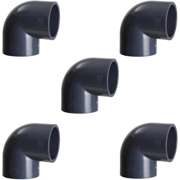 ERA Schedule 80 PVC 2 90-Degree Elbow Fittings, Socket Connection, Gray (5-Pack)