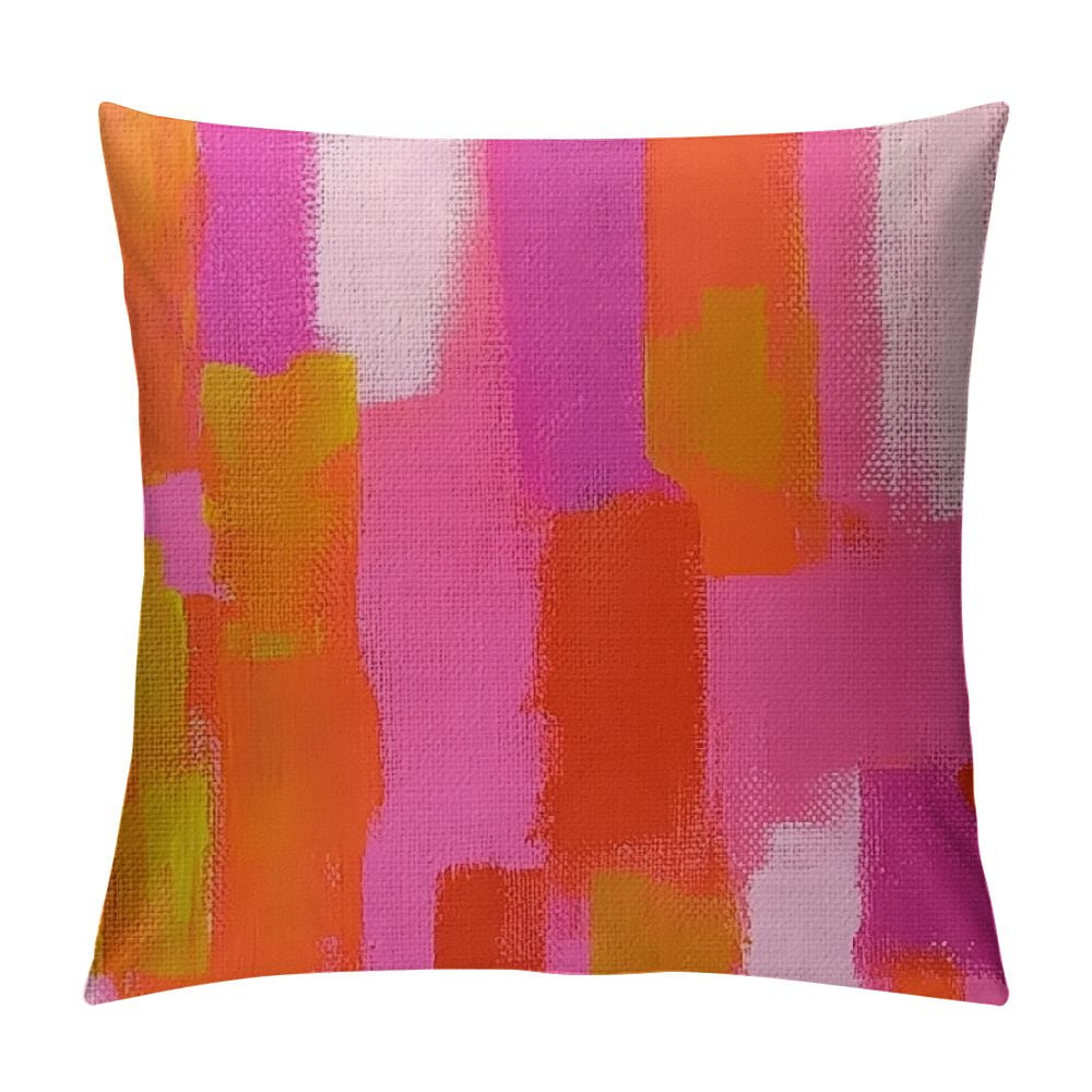 ERAPDAUR Abstract Retro 70s Pink Orange Paint Brush Throw Pillow Covers