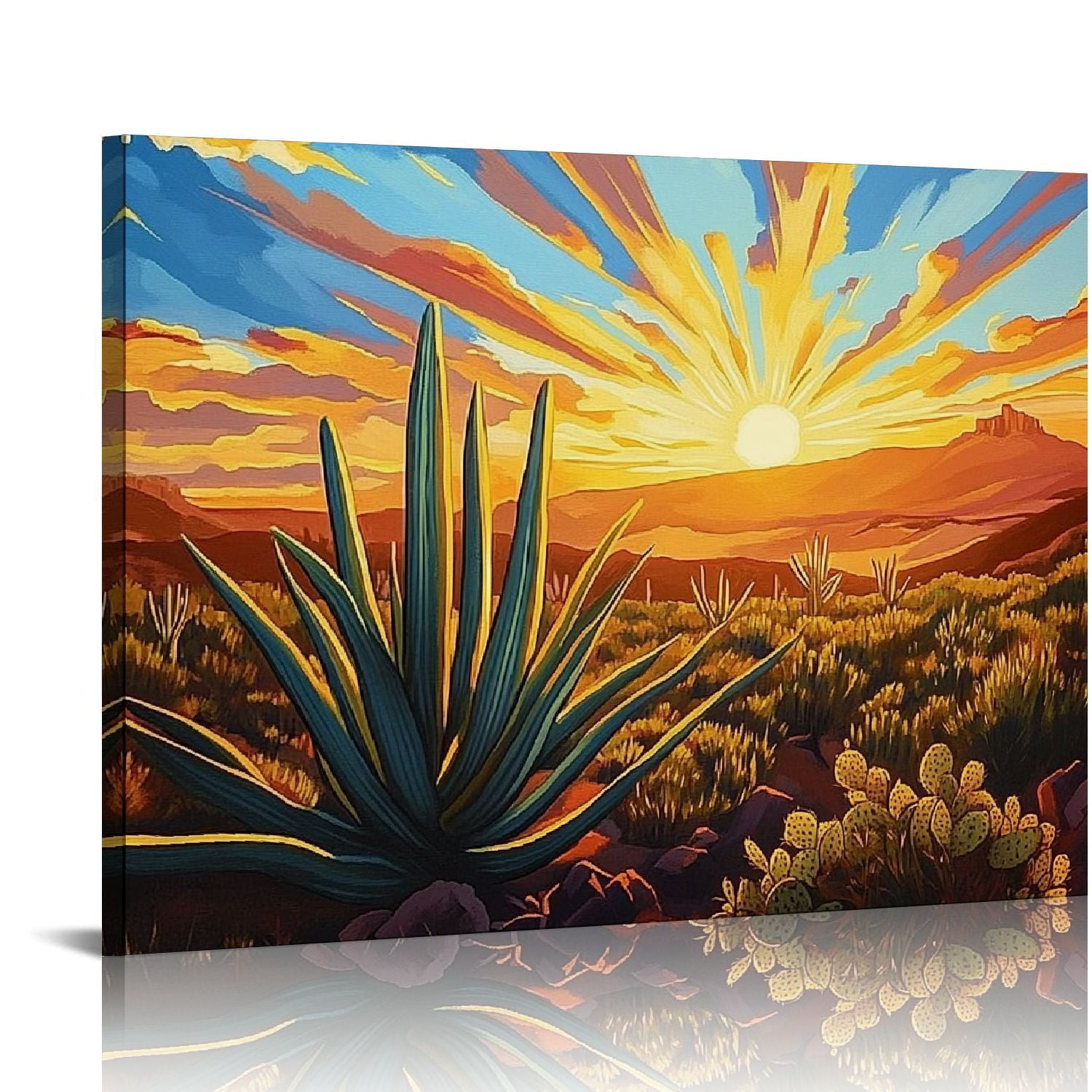 ERAPDAUR Agave Canvas Wall Art, Agave Plants in Mexican Desert Canvas Wall  Art, Sunset Landscape Painting, Canvas Wall Art, Tequila Wall Art, Home Bar  Wall Decor, Living Room Wall Decor 20x16in -