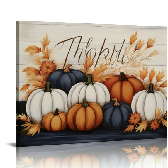 ERAPDAUR Autumn Farm Pumpkin Harvest with Thankful Phrase Wall Plaque Art 16x12in