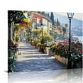 thumbnail image 1 of ERAPDAUR  Bellagio Promenade Canvas Wall Art Print, Northern Italy Home Decor Artwork Featuring a Waterfront Scene on Lake Como 20x16in, 1 of 6