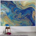 thumbnail image 1 of ERAPDAUR  Blue Gold Marble Abstract Tapestry, Blue Gold Liquid Texture Drawn Marbling Ink Marble Picnic Mat Hippie Trippy Tapestry Wall Art Decor for Bedroom Living Room,Blue 60x50inch, 1 of 6