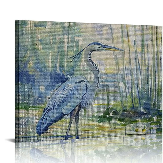 ERAPDAUR Blue Heron Wall Art Print Canvas Decor for Living Room Bedroom Home Office 16x12in