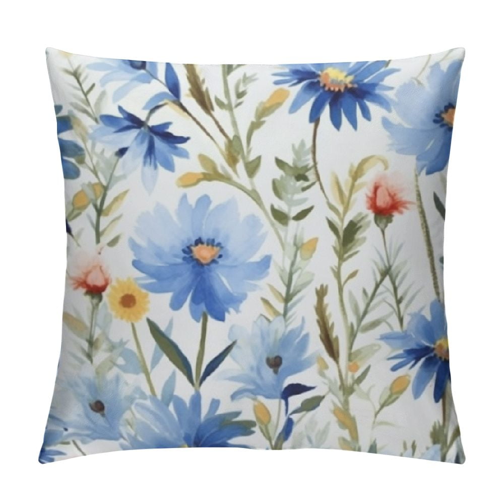 ERAPDAUR Blue and White Daisy Pillow Covers, Spring Flowers Throw