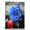 thumbnail image 1 of ERAPDAUR  Canvas Wall Art Room Decorations Large Modern Black  Blue Rose Floral Pictures on Grey Valentine'S Day Flower Paintings Decor Multi Turquoise Artwork Living Women Bedroom 12x16 in, 1 of 1