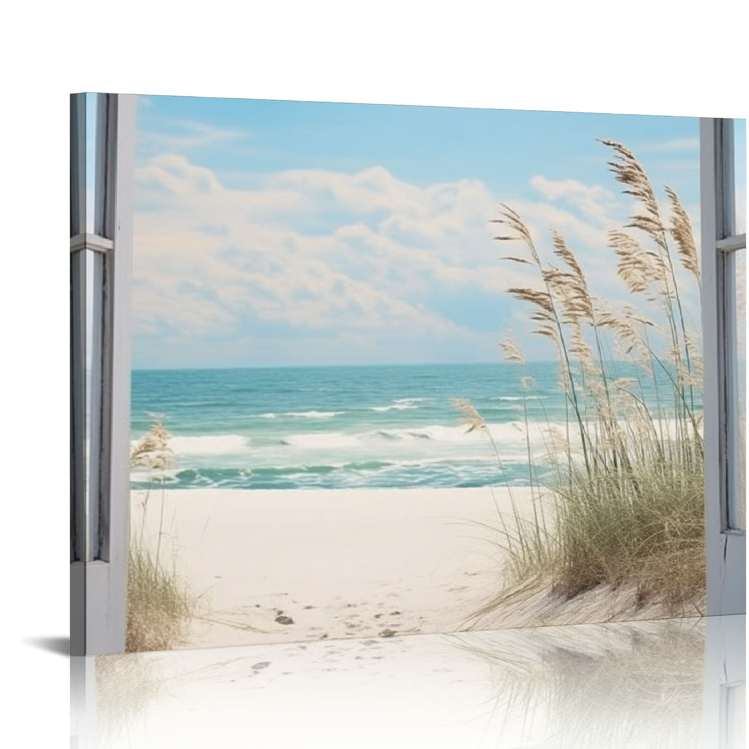 ERAPDAUR Coastal Beach Picture Wall Art: Beach Theme Window Canvas Art ...