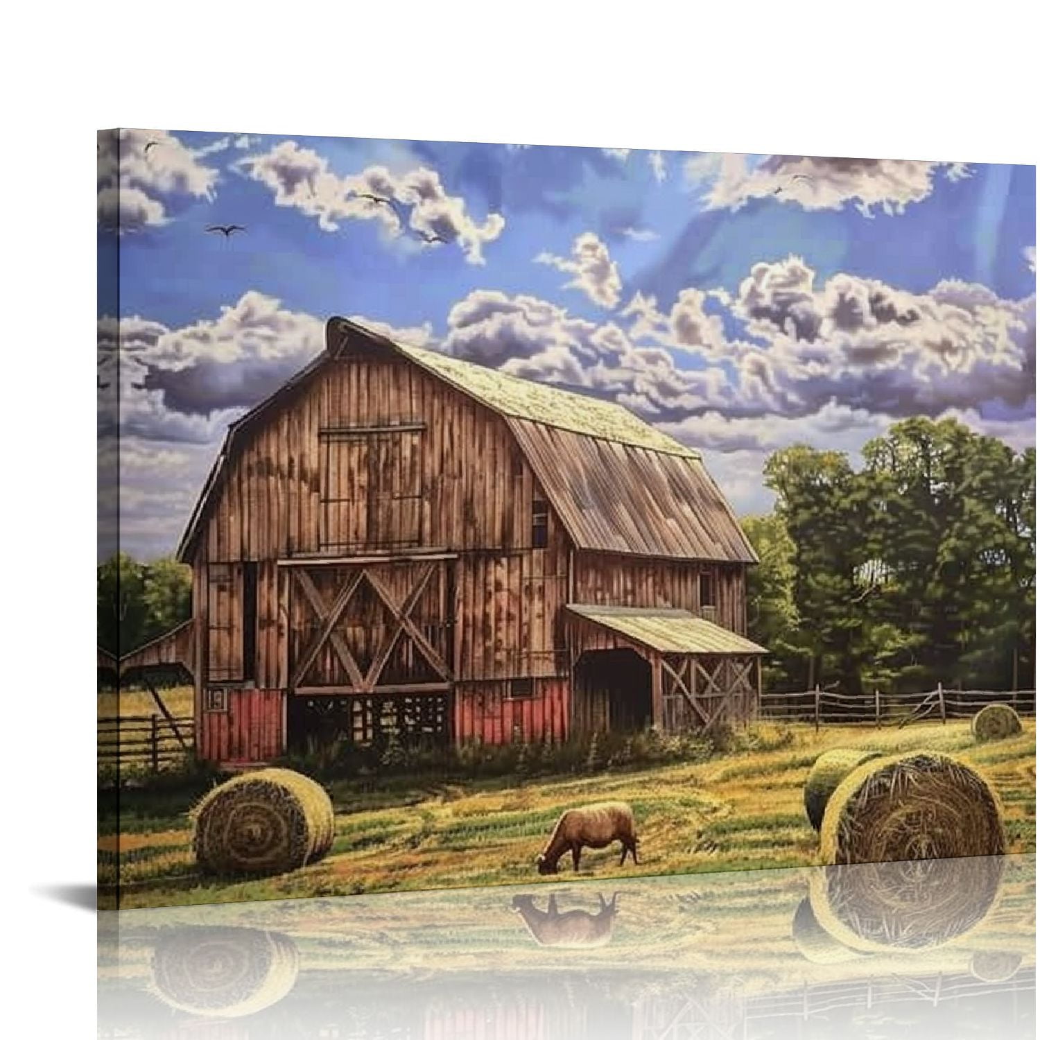 ERAPDAUR Farmhouse Barn Canvas Wall Art - Old Barn Canvas Pictures ...