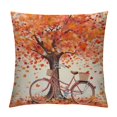 thumbnail image 1 of ERAPDAUR Festival Gifts Autumn Watercolor Maple Tree Bicycle Harvest Decorative Home Sofa Chair Car Square Throw Pillow Cover Throw Pillow Case Cushion Cover 18x18in, 1 of 5
