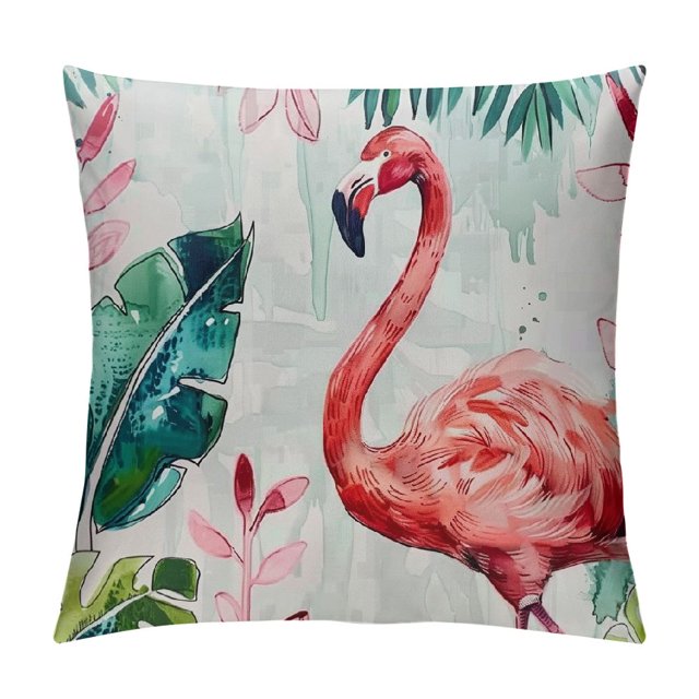 ERAPDAUR Flamingo Throw Pillow CoversDecorative Pink Bird Pillowcases