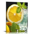 thumbnail image 1 of ERAPDAUR Ice Cube Poster Wall Art Slice of Lemon in Water Isolated Yellow Canvas Painting Fruit Picture Lemon and Ice Cubes Lemon Kitchen Home Decor Ready to Hang 16x20 in, 1 of 5