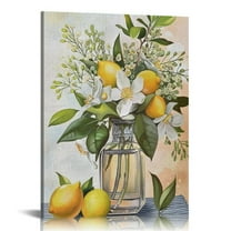 ERAPDAUR  Lemon Tree Branch in a Vase Canvas Prints Wall Decor Lemon Canvas Art Sign Canvas Poster Gifts for Home Kitchen Decor 12x16 in