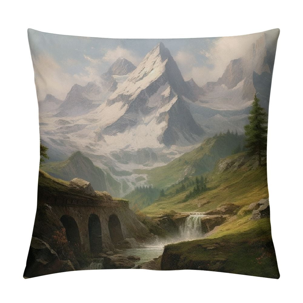 ERAPDAUR Mountain Stream Bridge Pillow Cushion Covers Breathable Short