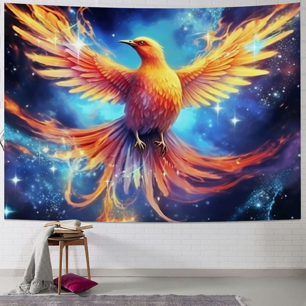 ERAPDAUR Secular Phoenix Bird Tapestry Flame Bird Animal Flying to the ...